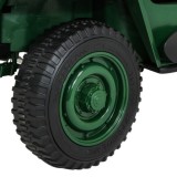 JOKO Elektrické autíčko Retro Vojenský Jeep 4x4, 3 miestny, nosnosť 60kg, kožené sedadlo, penové kolesá, zelené