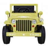 JOKO Elektrické autíčko Jeep Vojenský Retro Military 4x4, kožené sedadlo, penové kolesá, béžové