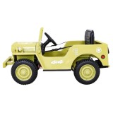 JOKO Elektrické autíčko Jeep Vojenský Retro Military 4x4, kožené sedadlo, penové kolesá, béžové