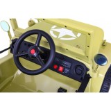 JOKO Elektrické autíčko Jeep Vojenský Retro Military 4x4, kožené sedadlo, penové kolesá, béžové