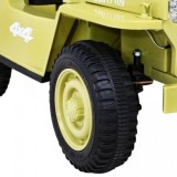 JOKO Elektrické autíčko Jeep Vojenský Retro Military 4x4, kožené sedadlo, penové kolesá, béžové