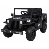 JOKO Elektrické autíčko Jeep Vojenský Retro Military 4x4, kožené sedadlo, penové kolesá, čierne