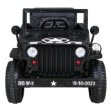 JOKO Elektrické autíčko Jeep Vojenský Retro Military 4x4, kožené sedadlo, penové kolesá, čierne