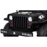 JOKO Elektrické autíčko Jeep Vojenský Retro Military 4x4, kožené sedadlo, penové kolesá, čierne