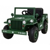 JOKO Elektrické autíčko Jeep Vojenský Retro Military 4x4, kožené sedadlo, penové kolesá, zelené