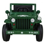 JOKO Elektrické autíčko Jeep Vojenský Retro Military 4x4, kožené sedadlo, penové kolesá, zelené