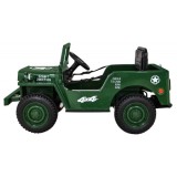 JOKO Elektrické autíčko Jeep Vojenský Retro Military 4x4, kožené sedadlo, penové kolesá, zelené