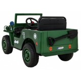 JOKO Elektrické autíčko Jeep Vojenský Retro Military 4x4, kožené sedadlo, penové kolesá, zelené