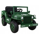 JOKO Elektrické autíčko Jeep Vojenský Retro Military 4x4, kožené sedadlo, penové kolesá, zelené