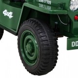 JOKO Elektrické autíčko Jeep Vojenský Retro Military 4x4, kožené sedadlo, penové kolesá, zelené