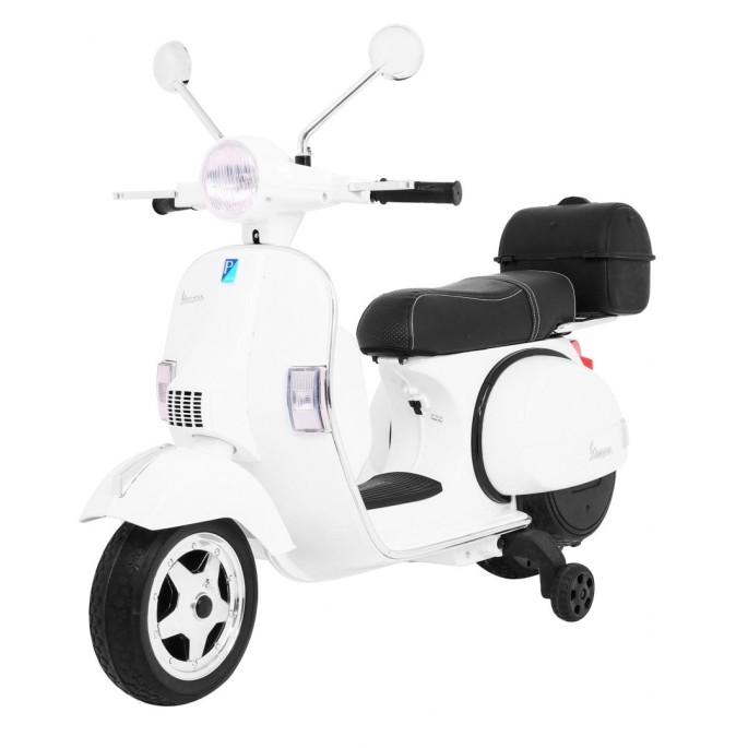 JOKO Elektrický skúter VESPA, penové kolesá, kožené sedadlo, biely