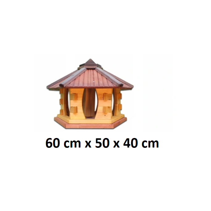 MKSTOR Drevené kŕmitko pre vtáky 60cmx50x40cm, vtáčia búdka so zásobníkom jedla, tik