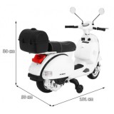 JOKO Elektrický skúter VESPA, penové kolesá, kožené sedadlo, biely