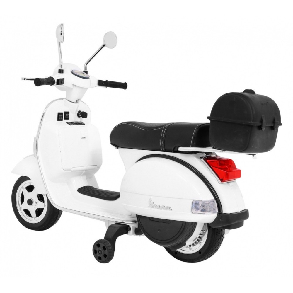JOKO Elektrický skúter VESPA, penové kolesá, kožené sedadlo, biely