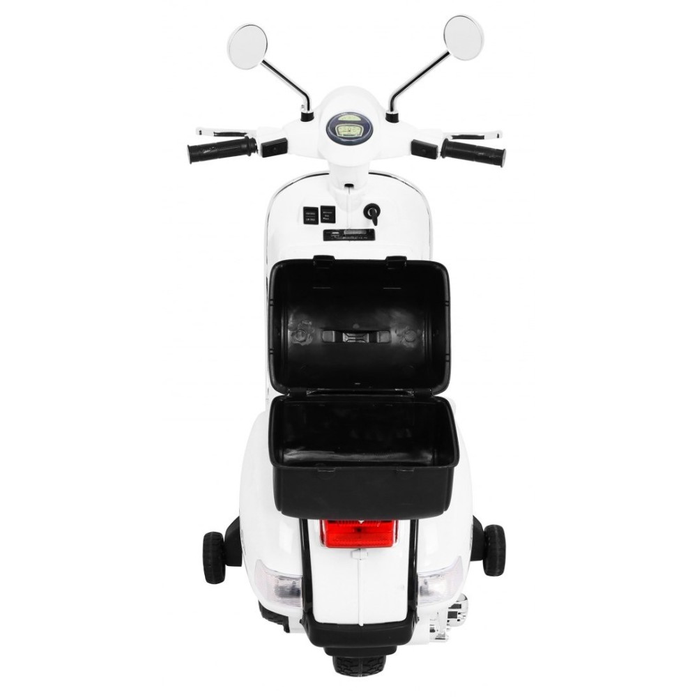 JOKO Elektrický skúter VESPA, penové kolesá, kožené sedadlo, biely