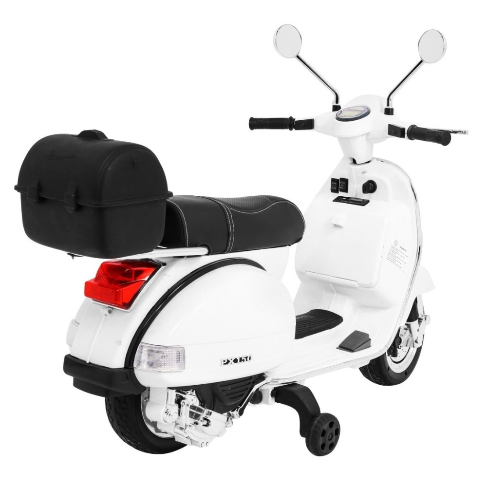 JOKO Elektrický skúter VESPA, penové kolesá, kožené sedadlo, biely
