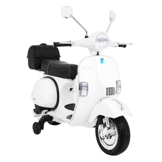 JOKO Elektrický skúter VESPA, penové kolesá, kožené sedadlo, biely