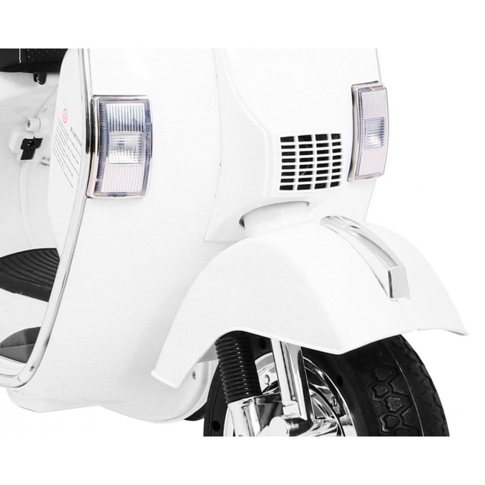 JOKO Elektrický skúter VESPA, penové kolesá, kožené sedadlo, biely