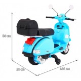 JOKO Elektrický skúter VESPA, penové kolesá, kožené sedadlo, modrý
