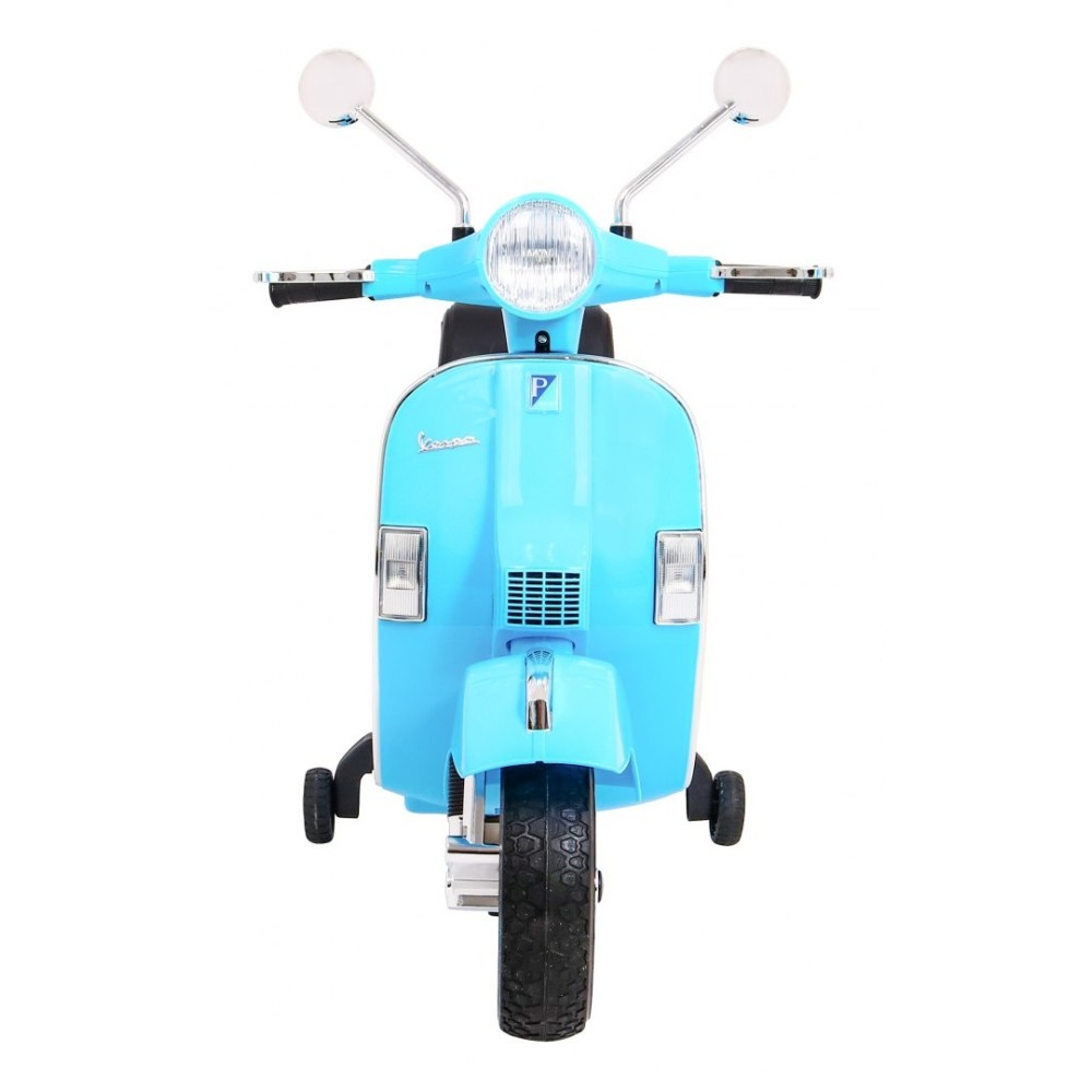 JOKO Elektrický skúter VESPA, penové kolesá, kožené sedadlo, modrý