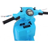 JOKO Elektrický skúter VESPA, penové kolesá, kožené sedadlo, modrý