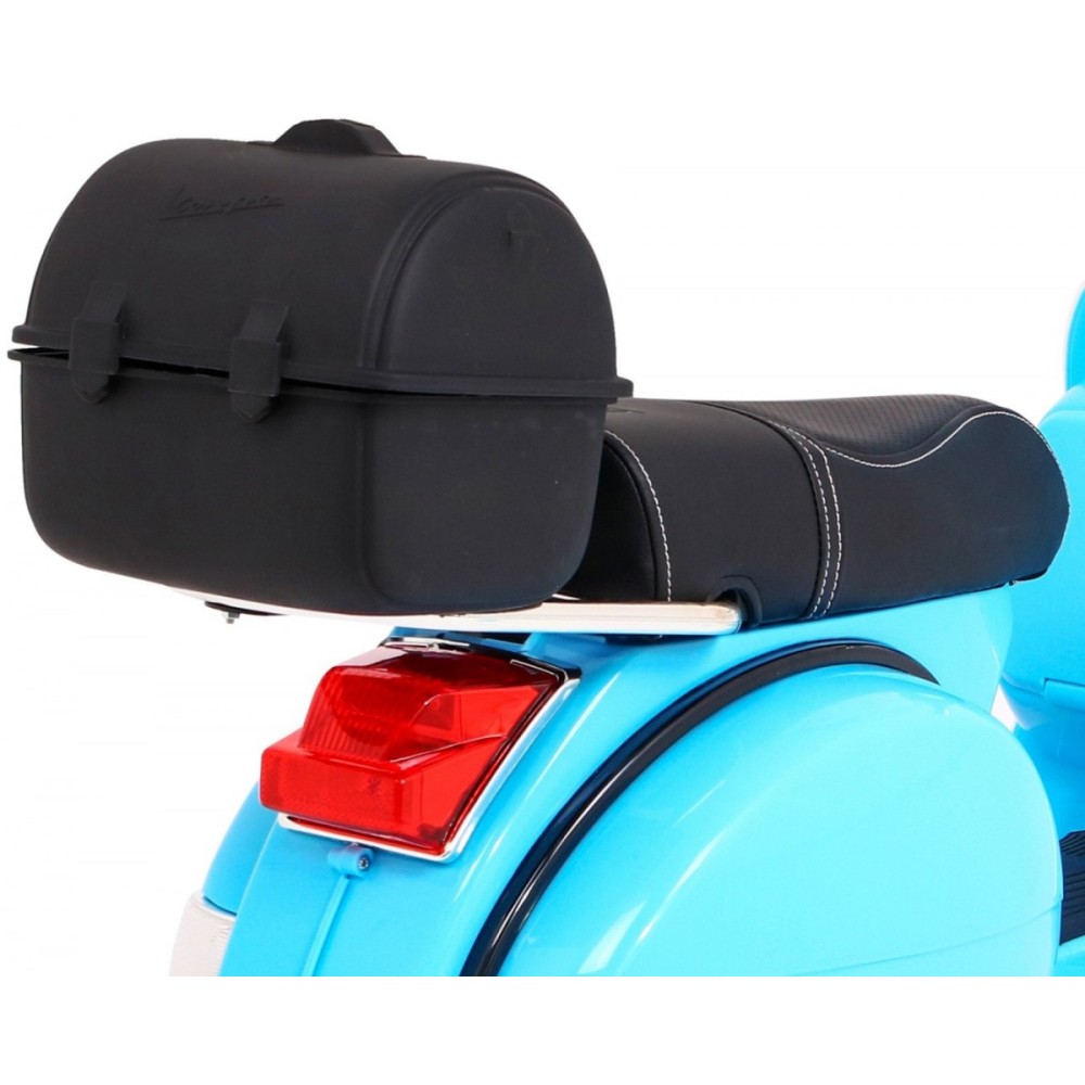 JOKO Elektrický skúter VESPA, penové kolesá, kožené sedadlo, modrý