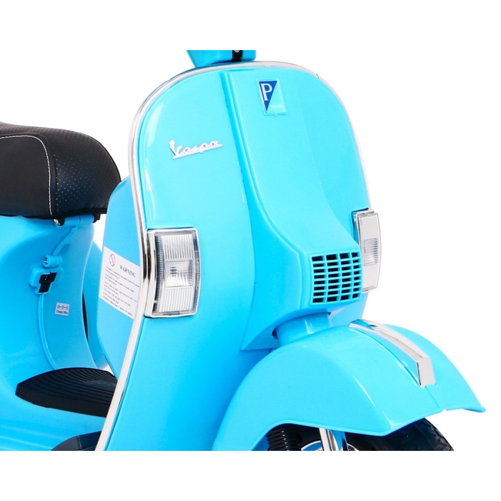 JOKO Elektrický skúter VESPA, penové kolesá, kožené sedadlo, modrý