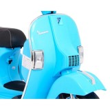 JOKO Elektrický skúter VESPA, penové kolesá, kožené sedadlo, modrý
