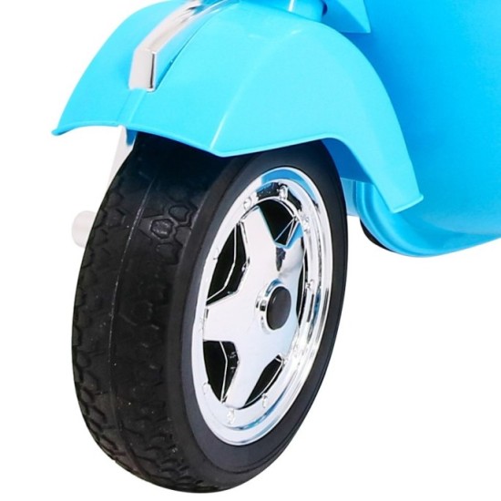 JOKO Elektrický skúter VESPA, penové kolesá, kožené sedadlo, modrý