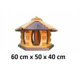 MKSTOR Drevené kŕmitko pre vtáky 60cmx50x40cm, vtáčia búdka so zásobníkom jedla, sivá