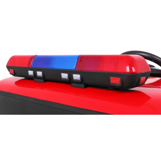 JOKO Elektrické autíčko Hasičské auto s Majákmi, penové kolesá, diaľkové ovládanie, nosnosť 30kg + striekacia pištoľ, helma, čer