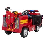 JOKO Elektrické autíčko Hasičské auto s Majákmi, penové kolesá, diaľkové ovládanie, nosnosť 30kg + striekacia pištoľ, helma, čer