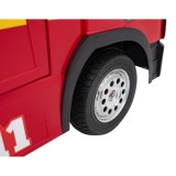 JOKO Elektrické autíčko Hasičské auto s Majákmi, penové kolesá, diaľkové ovládanie, nosnosť 30kg + striekacia pištoľ, helma, čer