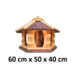 MKSTOR Drevené kŕmitko pre vtáky 60cmx50x40cm, vtáčia búdka so zásobníkom jedla, hnedá