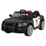 JOKO Elektrické autíčko Polícia s Megafónom, penové kolesá, kožené sedadlo, policajné majáky + zvuk Sirény, čierne