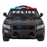 JOKO Elektrické autíčko Polícia s Megafónom, penové kolesá, kožené sedadlo, policajné majáky + zvuk Sirény, čierne
