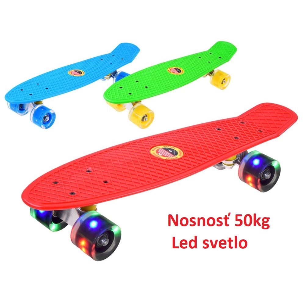 JOKO, Detský Skateboard s LED svetlom, nosnosť 50kg