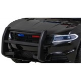 JOKO Elektrické autíčko Polícia s Megafónom, penové kolesá, kožené sedadlo, policajné majáky + zvuk Sirény, čierne