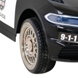 JOKO Elektrické autíčko Polícia s Megafónom, penové kolesá, kožené sedadlo, policajné majáky + zvuk Sirény, čierne