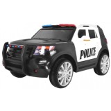 JOKO Elektrické autíčko Polícia SUV, penové kolesá, kožené sedadlo, FM rádio, Megafón, čierne