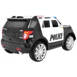 JOKO Elektrické autíčko Polícia SUV, penové kolesá, kožené sedadlo, FM rádio, Megafón, čierne