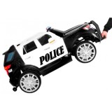 JOKO Elektrické autíčko Polícia SUV, penové kolesá, kožené sedadlo, FM rádio, Megafón, čierne