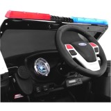 JOKO Elektrické autíčko Polícia SUV, penové kolesá, kožené sedadlo, FM rádio, Megafón, čierne