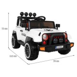 JOKO Elektrické autíčko JEEP 4x4 Terénny, penové kolesá, kožené sedadlo, USB, MP3, diaľkové ovládanie, biele