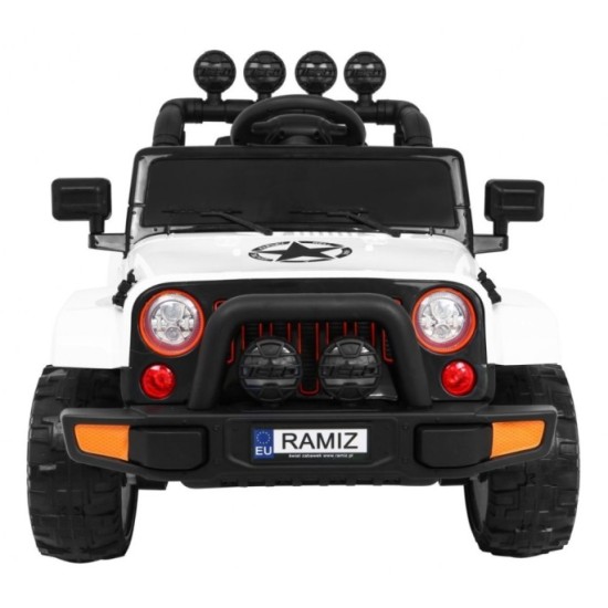 JOKO Elektrické autíčko JEEP 4x4 Terénny, penové kolesá, kožené sedadlo, USB, MP3, diaľkové ovládanie, biele