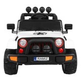 JOKO Elektrické autíčko JEEP 4x4 Terénny, penové kolesá, kožené sedadlo, USB, MP3, diaľkové ovládanie, biele