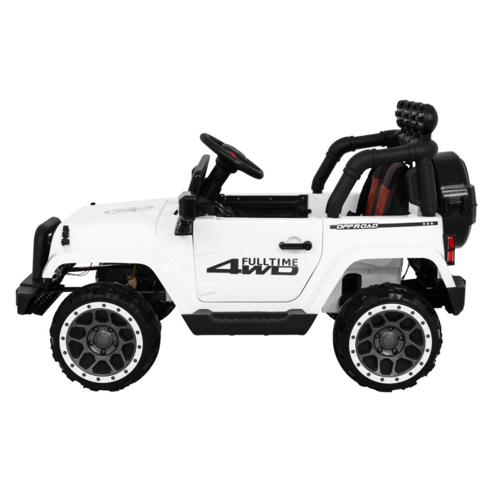 JOKO Elektrické autíčko JEEP 4x4 Terénny, penové kolesá, kožené sedadlo, USB, MP3, diaľkové ovládanie, biele