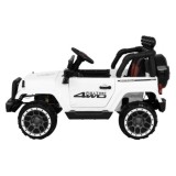 JOKO Elektrické autíčko JEEP 4x4 Terénny, penové kolesá, kožené sedadlo, USB, MP3, diaľkové ovládanie, biele