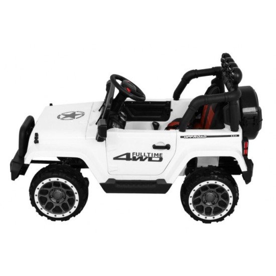 JOKO Elektrické autíčko JEEP 4x4 Terénny, penové kolesá, kožené sedadlo, USB, MP3, diaľkové ovládanie, biele