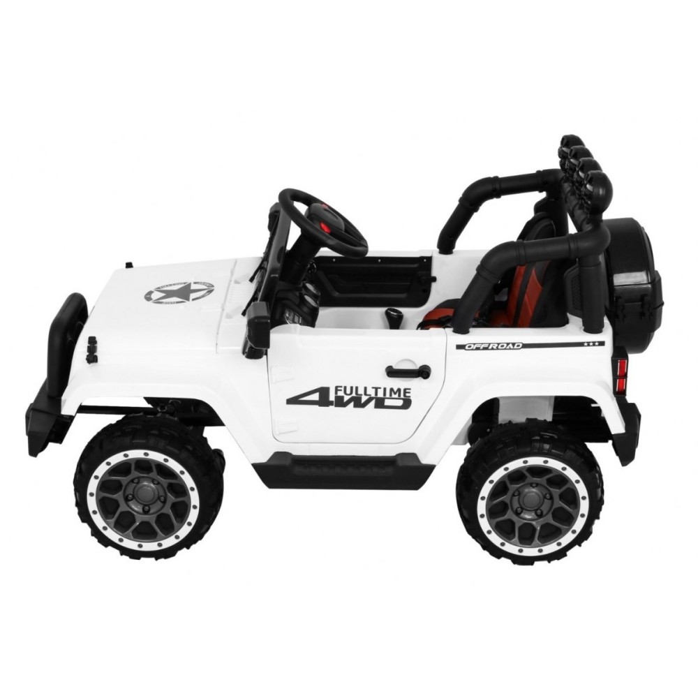 JOKO Elektrické autíčko JEEP 4x4 Terénny, penové kolesá, kožené sedadlo, USB, MP3, diaľkové ovládanie, biele